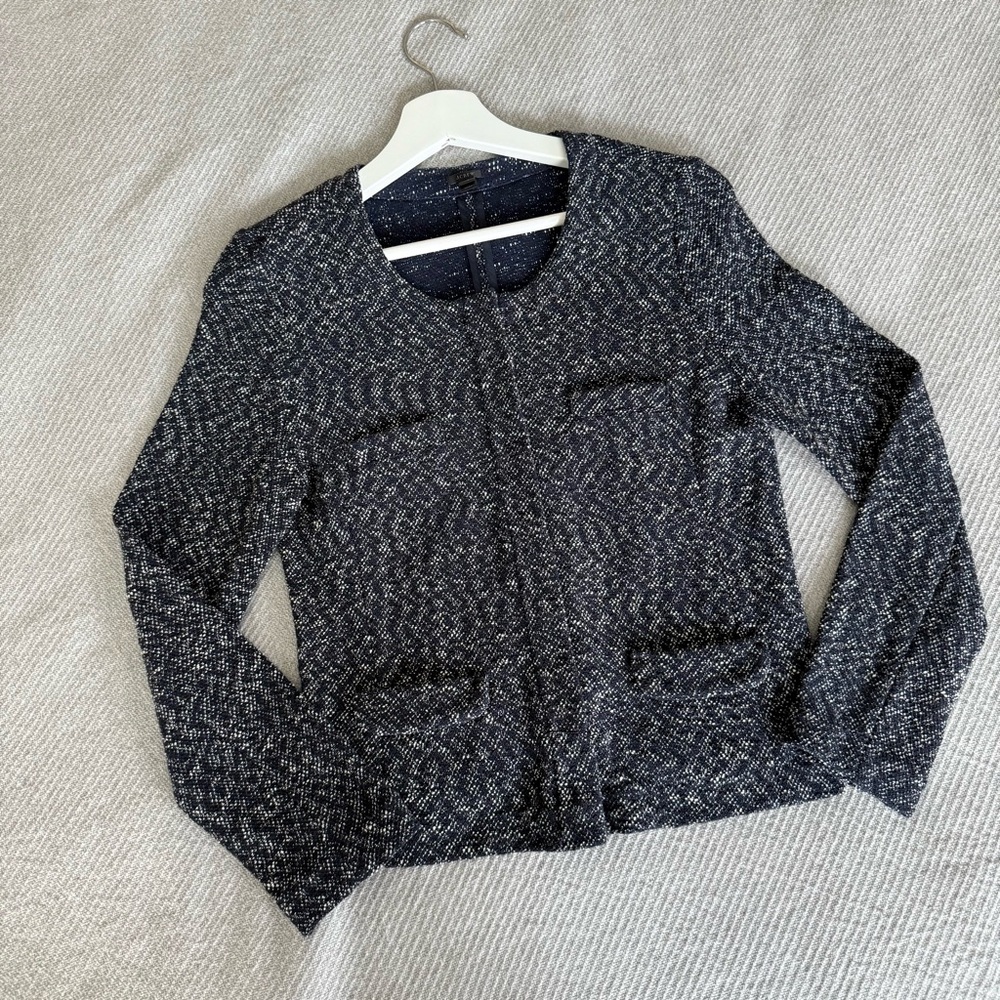 J CREW Women’s Jacket Blazer Sweater Navy Zip Up with STRETCH size XS